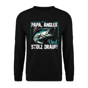 Angler Dad Fishing Rod Funny Father's Day Fisherman - Unisex Sweatshirt - black - Front - Alina (178cm) & Michal (187cm)