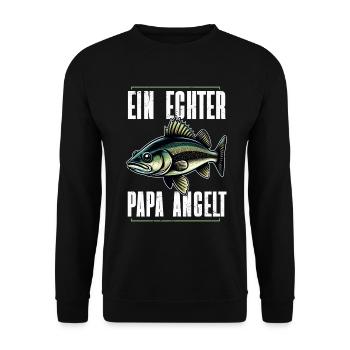 Angler Dad Fishing Rod Funny Father's Day Fisherman - Unisex Sweatshirt - black - Front - Alina (178cm) & Michal (187cm)