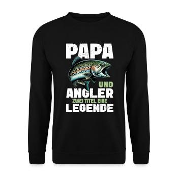 Angler Dad Fishing Rod Funny Father's Day Fisherman - Unisex Sweatshirt - black - Front - Alina (178cm) & Michal (187cm)