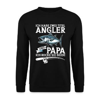 Angler Dad Fishing Rod Funny Father's Day Fisherman - Unisex Sweatshirt - black - Front - Alina (178cm) & Michal (187cm)