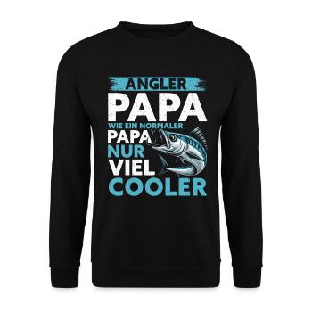 Angler Dad Fishing Rod Funny Father's Day Fisherman - Unisex Sweatshirt - black - Front - Alina (178cm) & Michal (187cm)