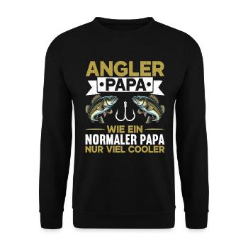 Angler Papa Angelrute Witziges Vatertag Fischer - Unisex Pullover - Schwarz - Vorne - Alina (178cm) & Michal (187cm)
