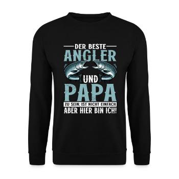 Angler Dad Fishing Rod Funny Father's Day Fisherman - Unisex Sweatshirt - black - Front - Alina (178cm) & Michal (187cm)