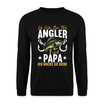 Angler Dad Fishing Rod Funny Father's Day Fisherman - Unisex Sweatshirt - black - Front - Alina (178cm) & Michal (187cm)