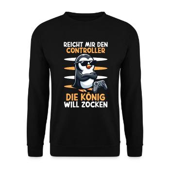 Hands me the controller, the queen wants to play - Unisex Sweatshirt - black - Front - Alina (178cm) & Michal (187cm)