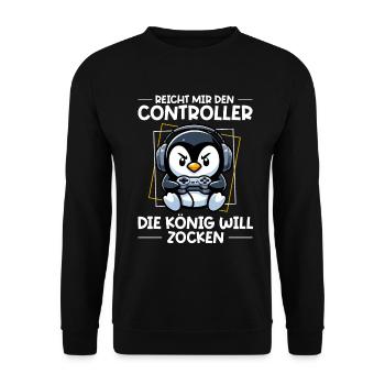 Hands me the controller, the queen wants to play - Unisex Sweatshirt - black - Front - Alina (178cm) & Michal (187cm)