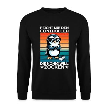 Hands me the controller, the queen wants to play - Unisex Sweatshirt - black - Front - Alina (178cm) & Michal (187cm)