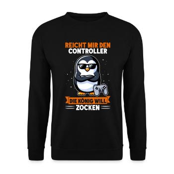 Hands me the controller, the queen wants to play - Unisex Sweatshirt - black - Front - Alina (178cm) & Michal (187cm)