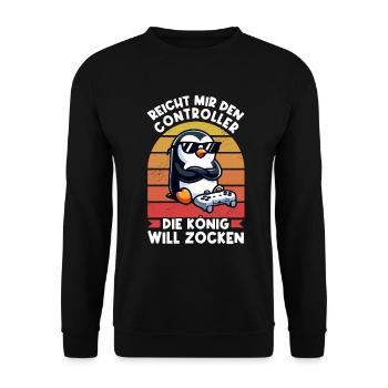 Hands me the controller, the queen wants to play - Unisex Sweatshirt - black - Front - Alina (178cm) & Michal (187cm)