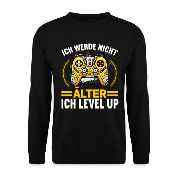 Je ne vieillis pas, je monte de niveau en jouant - Sweat-shirt Unisexe - noir - Devant - Alina (178cm) & Michal (187cm)