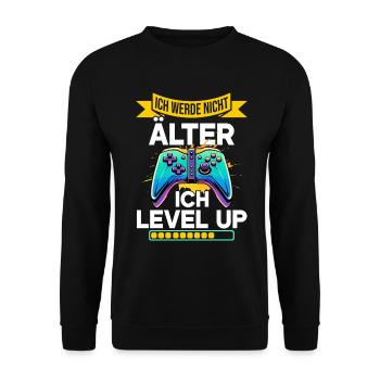 Je ne vieillis pas, je monte de niveau en jouant - Sweat-shirt Unisexe - noir - Devant - Alina (178cm) & Michal (187cm)