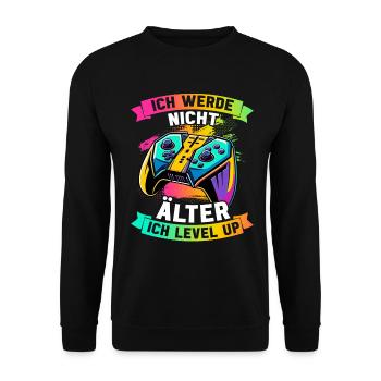 Je ne vieillis pas, je monte de niveau en jouant - Sweat-shirt Unisexe - noir - Devant - Alina (178cm) & Michal (187cm)