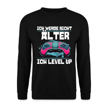 Je ne vieillis pas, je monte de niveau en jouant - Sweat-shirt Unisexe - noir - Devant - Alina (178cm) & Michal (187cm)