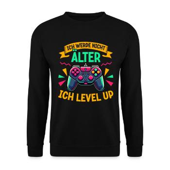 Je ne vieillis pas, je monte de niveau en jouant - Sweat-shirt Unisexe - noir - Devant - Alina (178cm) & Michal (187cm)