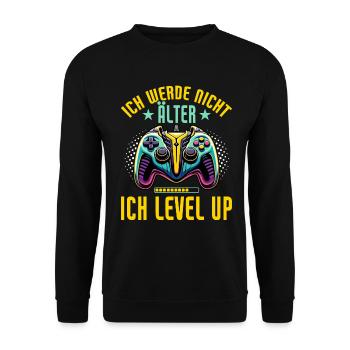 Je ne vieillis pas, je monte de niveau en jouant - Sweat-shirt Unisexe - noir - Devant - Alina (178cm) & Michal (187cm)