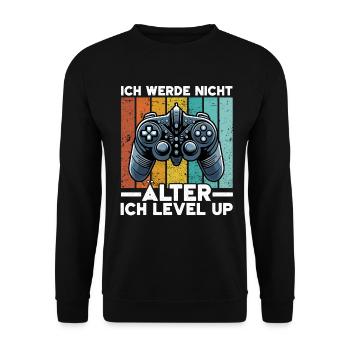 Je ne vieillis pas, je monte de niveau en jouant - Sweat-shirt Unisexe - noir - Devant - Alina (178cm) & Michal (187cm)