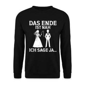 Der Bräutigam Lustiges Junggesellenabschied - Unisex Pullover - Schwarz - Vorne - Alina (178cm) & Michal (187cm)