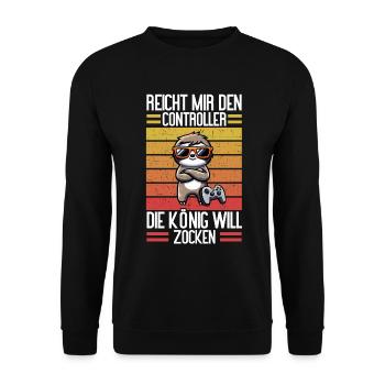 Elle me tend la manette, la reine veut jouer - Sweat-shirt Unisexe - noir - Devant - Alina (178cm) & Michal (187cm)