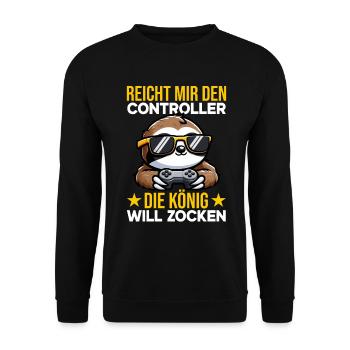 Elle me tend la manette, la reine veut jouer - Sweat-shirt Unisexe - noir - Devant - Alina (178cm) & Michal (187cm)