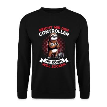 Elle me tend la manette, la reine veut jouer - Sweat-shirt Unisexe - noir - Devant - Alina (178cm) & Michal (187cm)