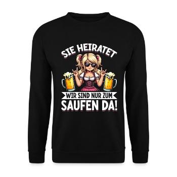 The Bride Funny Bachelorette Party Maid of Honor - Unisex Sweatshirt - black - Front - Alina (178cm) & Michal (187cm)