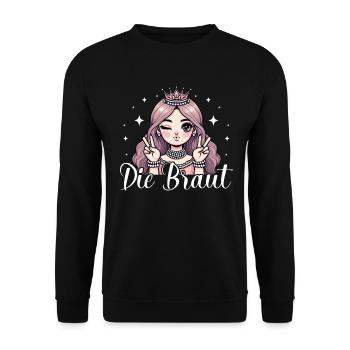 The Bride Funny Bachelorette Party Maid of Honor - Unisex Sweatshirt - black - Front - Alina (178cm) & Michal (187cm)