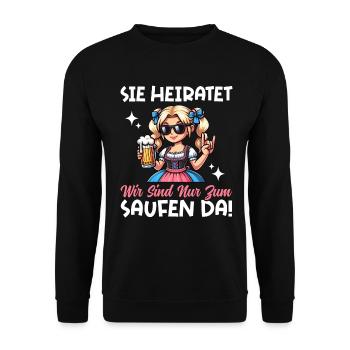 The Bride Funny Bachelorette Party Maid of Honor - Unisex Sweatshirt - black - Front - Alina (178cm) & Michal (187cm)