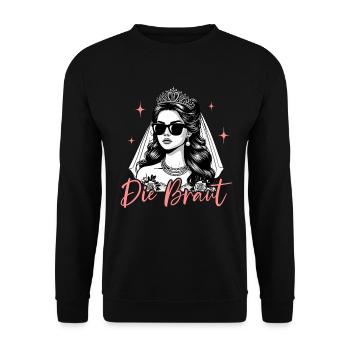 The Bride Funny Bachelorette Party Maid of Honor - Unisex Sweatshirt - black - Front - Alina (178cm) & Michal (187cm)