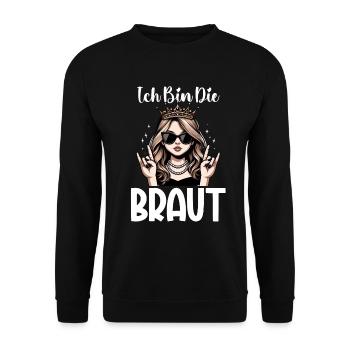 The Bride Funny Bachelorette Party Maid of Honor - Unisex Sweatshirt - black - Front - Alina (178cm) & Michal (187cm)