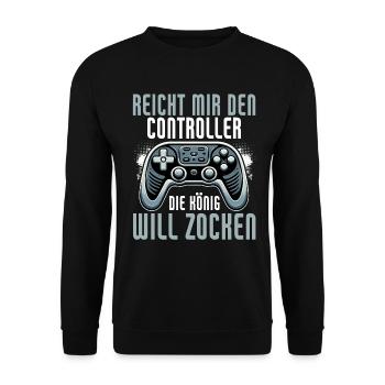 Hands me the controller, the queen wants to play - Unisex Sweatshirt - black - Front - Alina (178cm) & Michal (187cm)