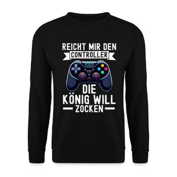 Hands me the controller, the queen wants to play - Unisex Sweatshirt - black - Front - Alina (178cm) & Michal (187cm)