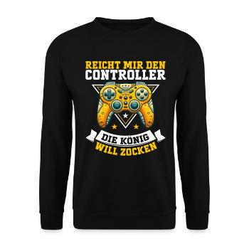 Hands me the controller, the queen wants to play - Unisex Sweatshirt - black - Front - Alina (178cm) & Michal (187cm)
