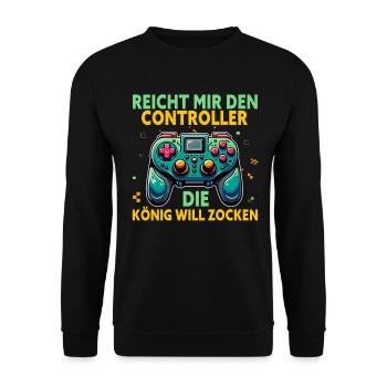 Hands me the controller, the queen wants to play - Unisex Sweatshirt - black - Front - Alina (178cm) & Michal (187cm)