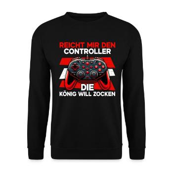 Hands me the controller, the queen wants to play - Unisex Sweatshirt - black - Front - Alina (178cm) & Michal (187cm)
