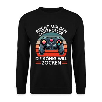 Hands me the controller, the queen wants to play - Unisex Sweatshirt - black - Front - Alina (178cm) & Michal (187cm)