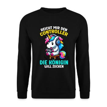Elle me tend la manette, la reine veut jouer - Sweat-shirt Unisexe - noir - Devant - Alina (178cm) & Michal (187cm)