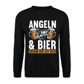 Fishing and Beer Fun Fishing Hobby - Unisex Sweatshirt - black - Front - Alina (178cm) & Michal (187cm)