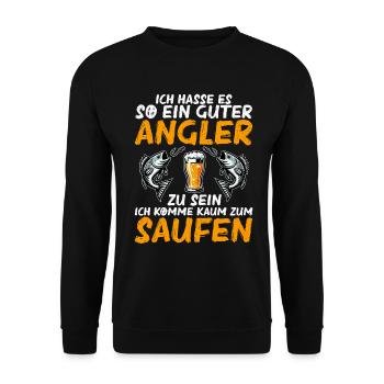 Fishing and Beer Fun Fishing Hobby - Unisex Sweatshirt - black - Front - Alina (178cm) & Michal (187cm)