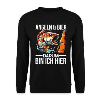 Fishing and Beer Fun Fishing Hobby - Unisex Sweatshirt - black - Front - Alina (178cm) & Michal (187cm)