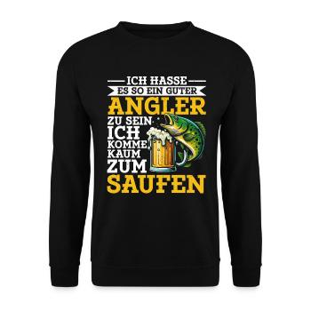 Fishing and Beer Fun Fishing Hobby - Unisex Sweatshirt - black - Front - Alina (178cm) & Michal (187cm)