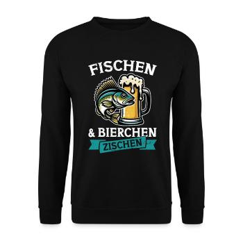Fishing and Beer Fun Fishing Hobby - Unisex Sweatshirt - black - Front - Alina (178cm) & Michal (187cm)