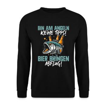 Fishing and Beer Fun Fishing Hobby - Unisex Sweatshirt - black - Front - Alina (178cm) & Michal (187cm)