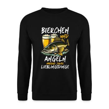 Fishing and Beer Fun Fishing Hobby - Unisex Sweatshirt - black - Front - Alina (178cm) & Michal (187cm)