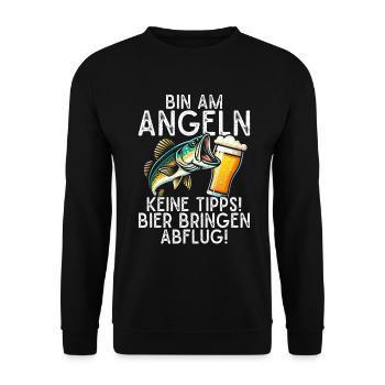 Fishing and Beer Fun Fishing Hobby - Unisex Sweatshirt - black - Front - Alina (178cm) & Michal (187cm)