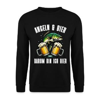 Fishing and Beer Fun Fishing Hobby - Unisex Sweatshirt - black - Front - Alina (178cm) & Michal (187cm)