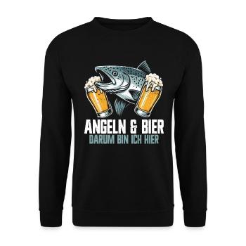 Fishing and Beer Fun Fishing Hobby - Unisex Sweatshirt - black - Front - Alina (178cm) & Michal (187cm)