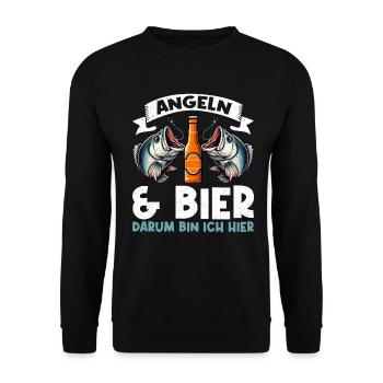 Fishing and Beer Fun Fishing Hobby - Unisex Sweatshirt - black - Front - Alina (178cm) & Michal (187cm)