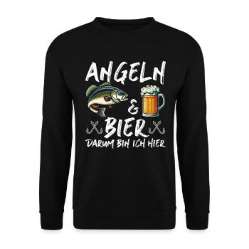 Fishing and Beer Fun Fishing Hobby - Unisex Sweatshirt - black - Front - Alina (178cm) & Michal (187cm)