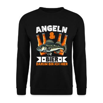 Fishing and Beer Fun Fishing Hobby - Unisex Sweatshirt - black - Front - Alina (178cm) & Michal (187cm)
