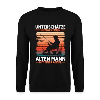 Angler Angelrute Witziges Fischer Hobbyfischer - Unisex Pullover - Schwarz - Vorne - Alina (178cm) & Michal (187cm)